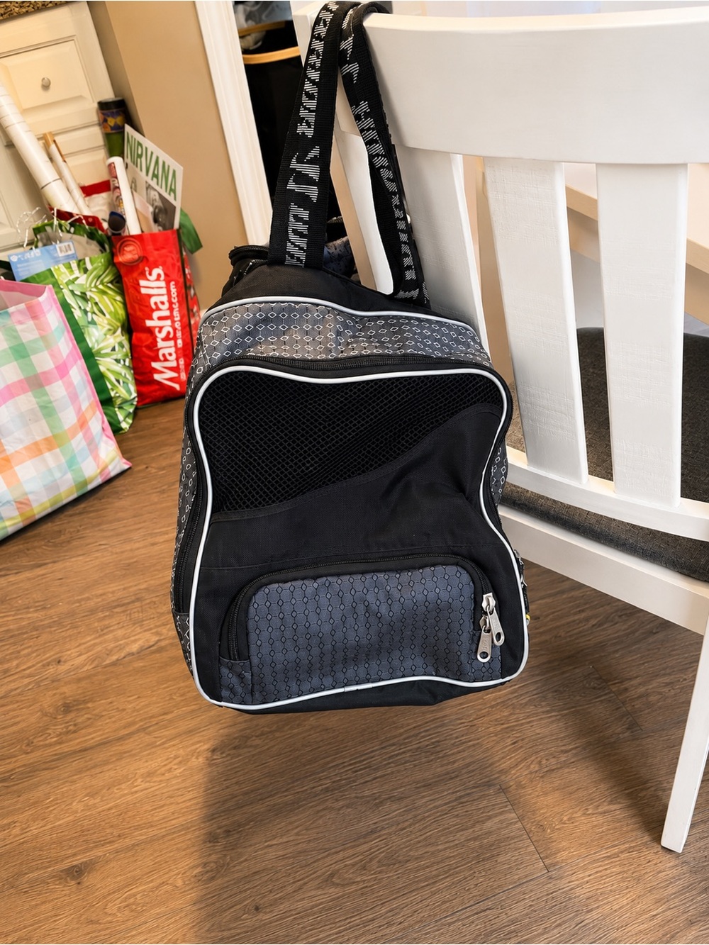 Warrior Black Gray Sports Gear Duffel Bag Multi Pocket Athletic Travel Bag - Picture 5 of 7